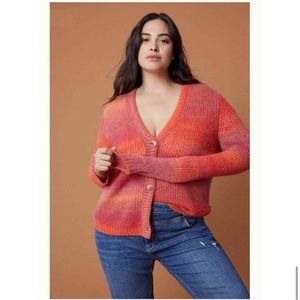 Anthropologie Maeve Hallie Space-dyed Cardigan Pink Orange Sweater Small